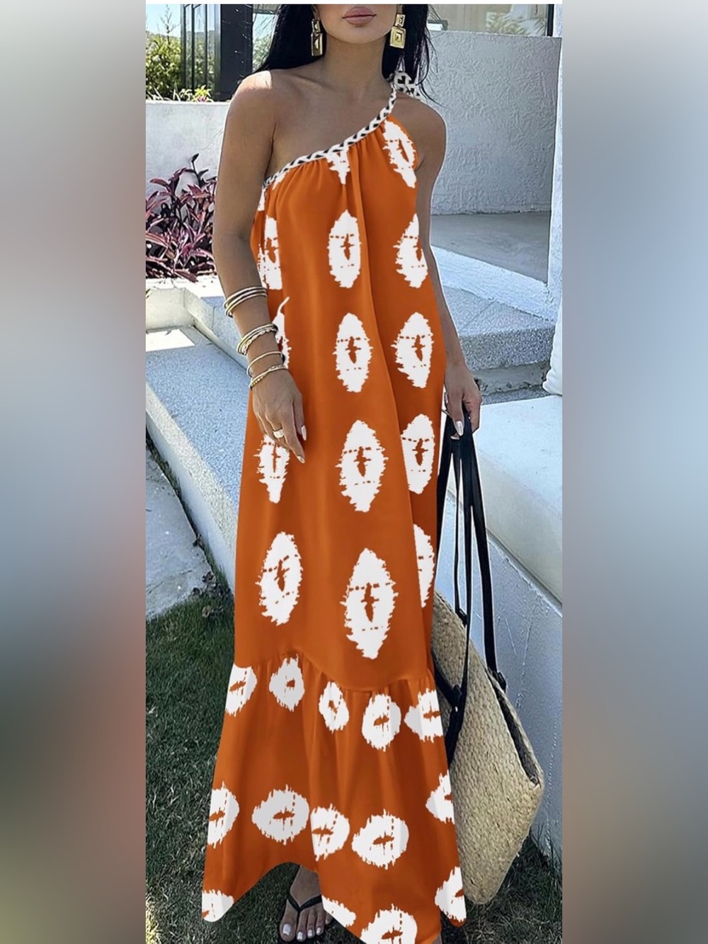cognac maxi dress